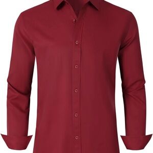 Men's Dress Shirts Regular Fit Solid Long Sleeve Formal Shirt
